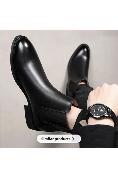 BENGAL Black Gustavo 100% Genuine Leather Guaranteed Men's Chelsea Boots