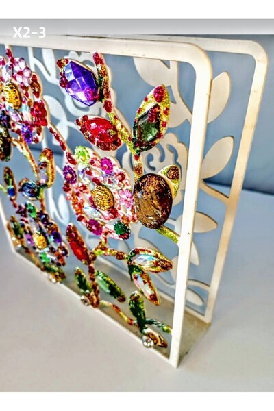 Happy tasarımlarr حامل مناديل مزخرف، زينة طاولة براقة، ديكور يدوي الصنع