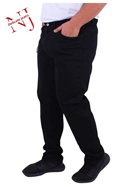 NARİN JEANS Ανδρικό τζιν παντελόνι μαύρο με φερμουάρ στην ψηλή μέση, τύπου μπ...