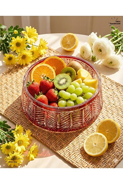 AKDEN STORE Crystal Cutting Decor Mercury 24 cm Bowl