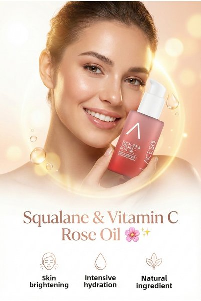 Aceso Cosmetics سيروم فيتامين سي وسكوالين للوجه 30 مل - مفتح ومرطب