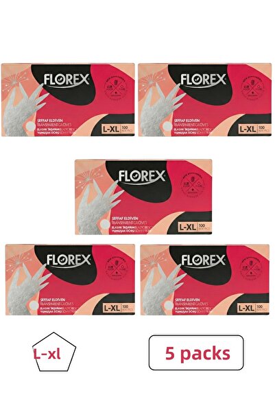 Florex Transparent Tpe Gloves 100 Pieces Size L-Xl 5 Packs