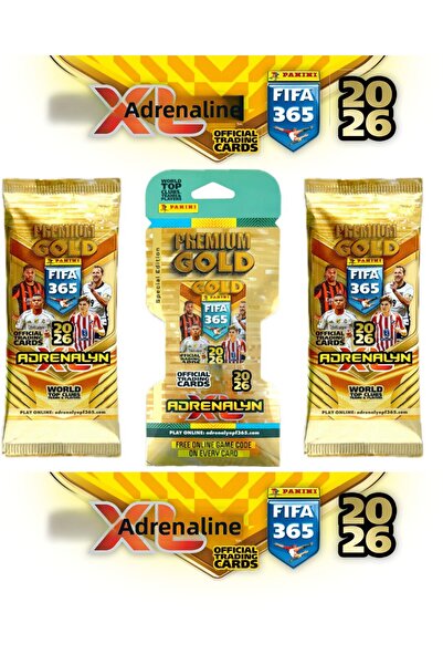 Next Plus Pachet de 3 booster-uri de cărți de colecție oficial Panini FIFA 365 2026 Adrenalyn XL Gold