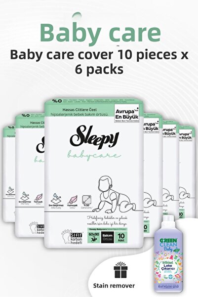 Sleepy غطاء العناية بالطفل من بيبي كير 10 قطع × 6 قطع ومزيل بقع الأطفال