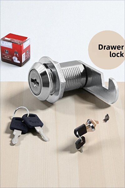 MH MiniHediye Cabinet Drawer Lock Latched Drawer Lock with 2 Keys Furniture Cabinet Lock Metal