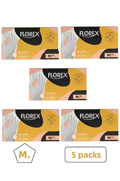 Florex Cream Tpe Gloves 100 Pieces Size m 5 Packs
