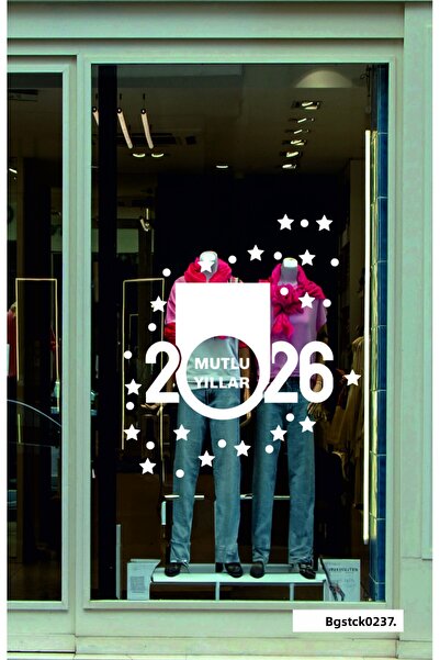 bizerk görsel Anul Nou 2026 Vitrina Magazin La mulți ani Anul Nou Decorațiuni...