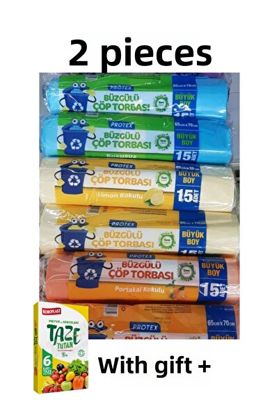 KMS HOME أكياس قمامة بروتكس 65*70 سم برباط، برائحة الليمون والبرتقال، 15 قطعة...