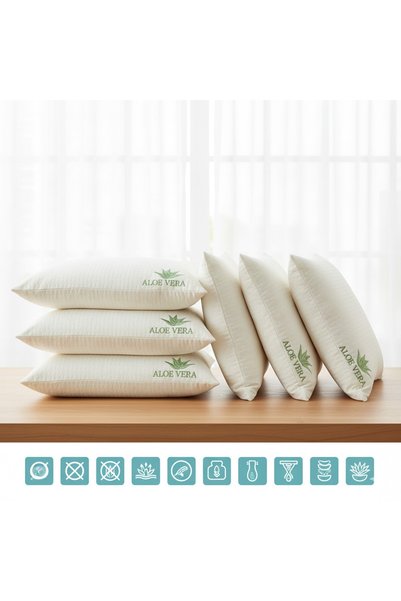 Opalin 6 Pieces of 1200 Gram Aloe Vera Pillow with Extra Filling
