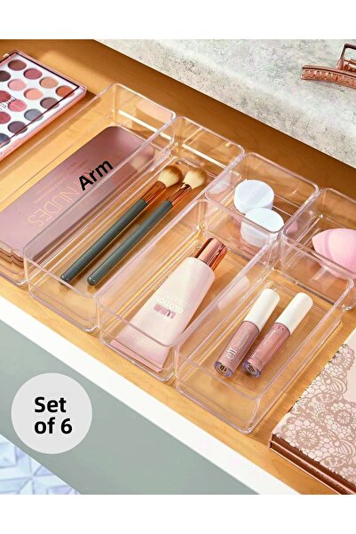 Ovio Ev&Yaşam منظم أدراج داخل الخزانة مكون من 6 قطع - منظم مكياج قابل للتعديل...