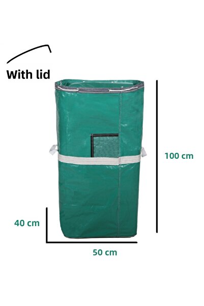 JokeyAmbalaj كيس حمل من القماش المشمع للمنزل والعمل 50x40 100 سم مع غطاء وخيط وجيب 170 جرام. كيس من القماش - (أخضر)