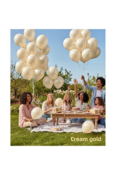 TOYFEST 10 Pieces Cream Gold Glitter Metallic Balloons ✨ Party & Celebration Package