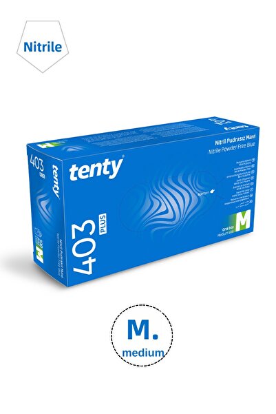 Tenty قفازات نيتريل زرقاء خالية من البودرة مقاس M