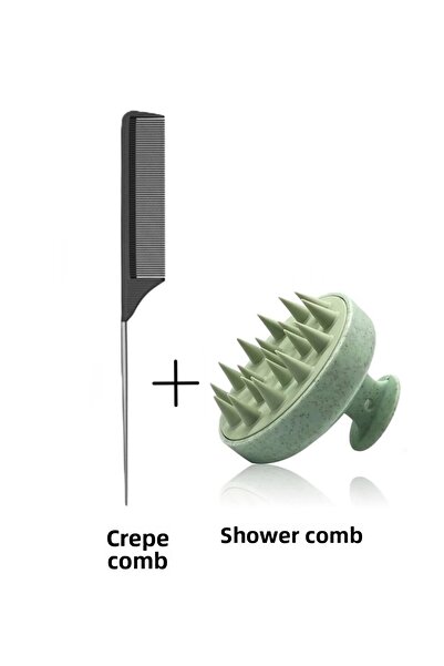 Nofella 2-Piece Comb Set, Steel Handle Crepe Comb + Shower Comb.