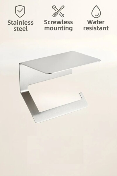 bulut art Stainless Steel Adhesive Toilet Paper Holder with Shelf |   Install...