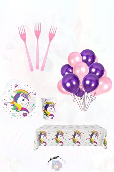 Evabrite Set tematic unicorn pentru 8 persoane Medib - Set pentru petrecerea ...
