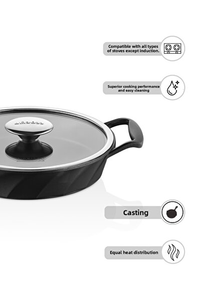 Amboss Set de 6 oale din fontă cu capac din sticlă de cuarț