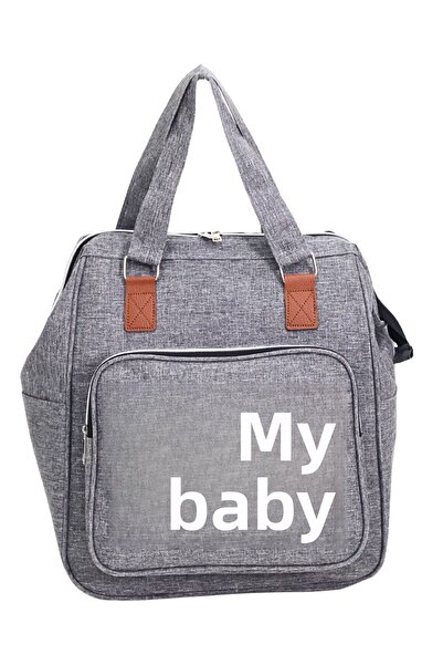 Probag Gray Mother Baby Care Bag with Thermal Bottle Compartment, Leather Detailed Strap, Stroller Compatible