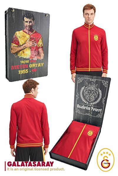 Galatasaray Original Licensed Mock Neck Zippered Men's Sweat Metin Oktay Printed with Gift