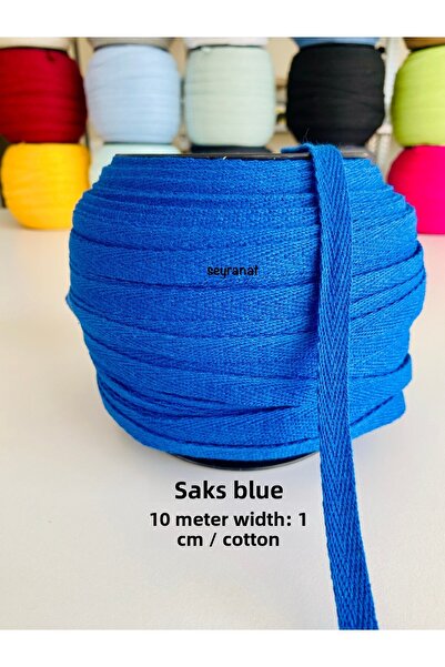 seyranat 10 metri lățime 1 cm albastru cobalt bumbac 100% bucăți țesătură îngustă - bordură în dinte de gală - panglică - extrafor - înveliș pentru cusut