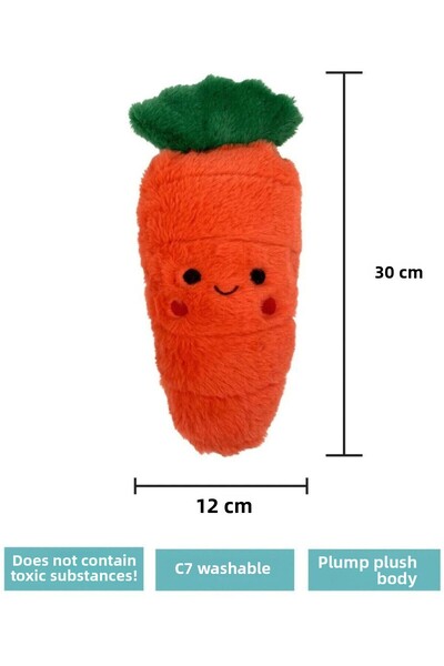Havhav 3-Piece Vegetable Plush Sound Dog Toy Set – Eggplant - Red Pepper - Chubby Carrot