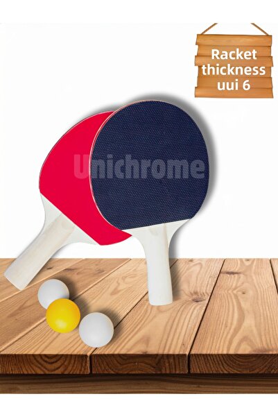 Hubstein Advance Table Tennis Set - 2 Table Tennis Rackets + 3 Pompom Balls