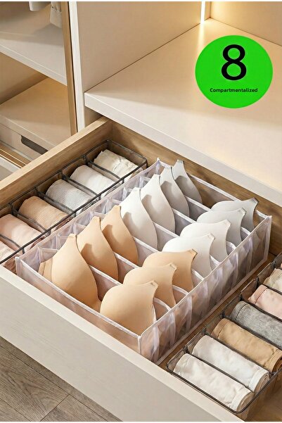 Textia Home 2 bucăți 8 compartimente Organizator transparent pentru sutien 38...