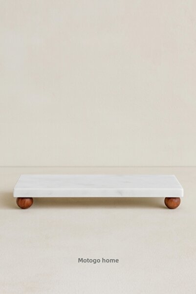 Mottogo Marble Stand with Wooden Legs – 20×10×3 cm |   Decorative Presentation and Countertop Organizer