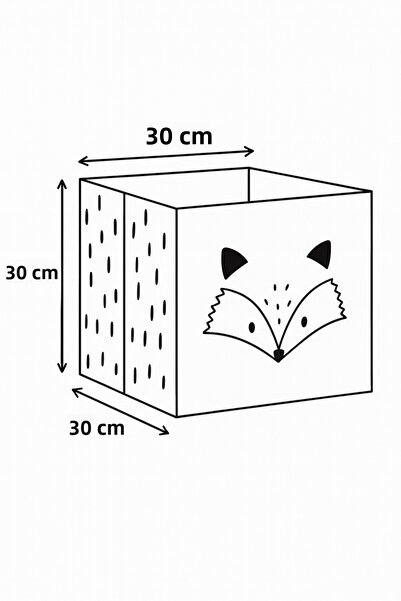 HomyJRs 2-Piece Fox Printed Brick Color Box Without Lid 30x30x30 Cm