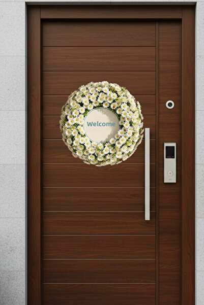 Elbasan Tekstil Door Ornament Daisy Image Printed on Mdf 30 X 30 cm