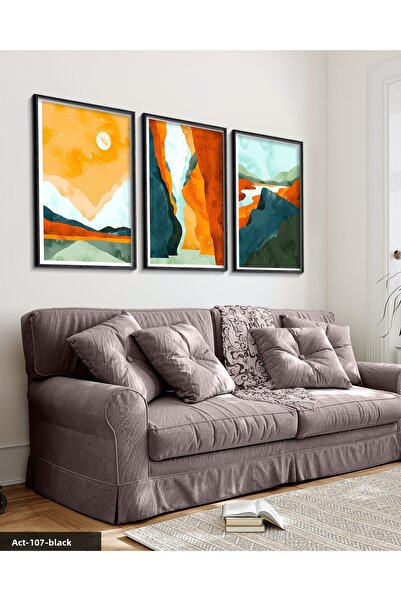 Evinemoda Πολύχρωμη Μοντέρνα Τέχνη 3 τεμαχίων Πίνακας με Μαύρο Ξύλινο Πλαίσιο...