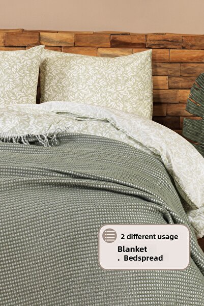 Elart Κουβέρτα Carlos Διπλή Βάφλα (200x220 εκ.) Πράσινη