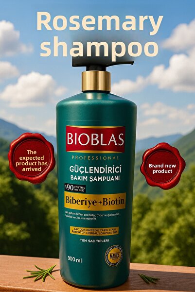 Bioblas 900 ml Rosemary & Biotin & Herbal B19 Anti-Hair Loss Strengthening Care Shampoo