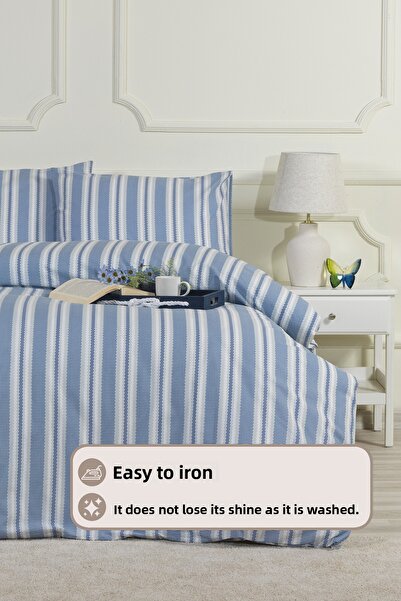 Elart Set lenjerie de pat Scatt Cearșaf elastic dublu (200x220 cm) Albastru