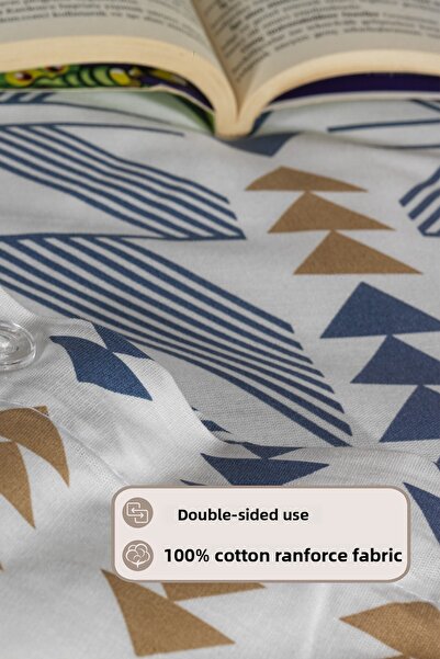 Elart Set de lenjerie de pat Marcus bumbac 100% cearșafuri elastice Ranforce (200x220 cm) Albastru