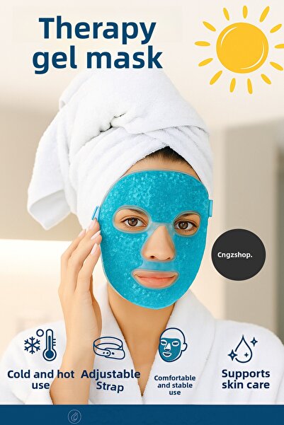 CNGZSHOP قناع الوجه بالجل العلاجي |   قناع قابل للتعديل مع خرز مناسب للاستخدا...