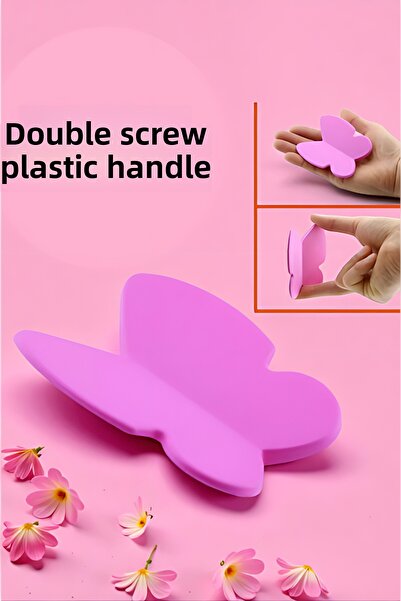 MH MiniHediye Butterfly Child Baby Room Furniture Kitchen Drawer Cabinet Door Plastic Matte Pink 32 mm Handle Knob
