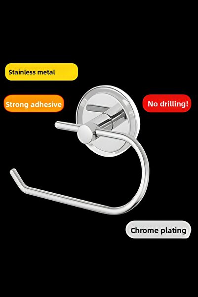 MH MiniHediye Adhesive Bathroom Toilet WC Paper Holder Paper Holder Hanger Holder Hanging Apparatus Metal Chrome