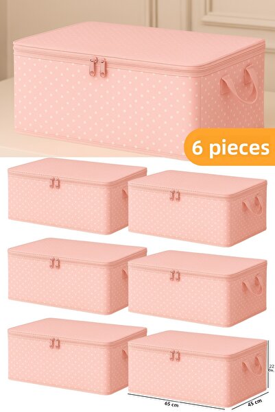 Serstil 6 τεμάχια - Ροζ με στίγματα μεγάλου μεγέθους θήκη κάτω από το κρεβάτι και τύπου καναπέ-κρεβάτι 65 x 45 x 22 εκ.