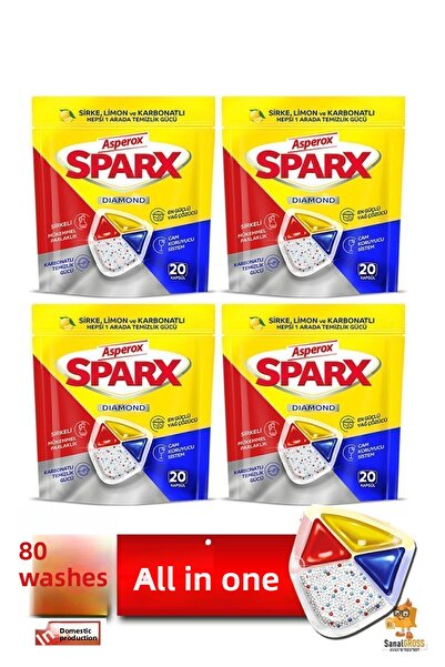 ASPEROX كبسولات سباركس لغسالة الأطباق 4 × 20 قطعة