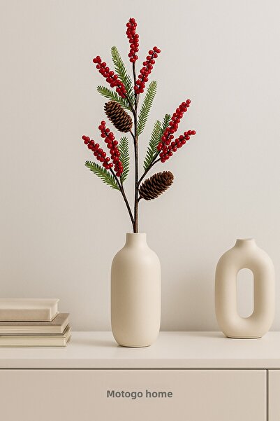 Mottogo زينة عيد الميلاد من كوكينا - ترتيب أغصان الصنوبر مع التوت الأحمر - زهور اصطناعية