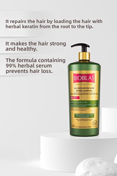 Bioblas Repairing Care Anti-Hair Loss Phytokeratin Shampoo 1,000 ml - Keratin Care, Damaged Hair