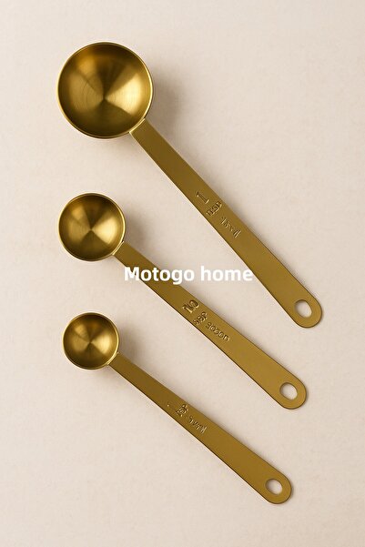 Mottogo 3-Piece Gold Measuring Spoon Set – Metal Measuring Spoons 5 ml 10 ml 15 ml