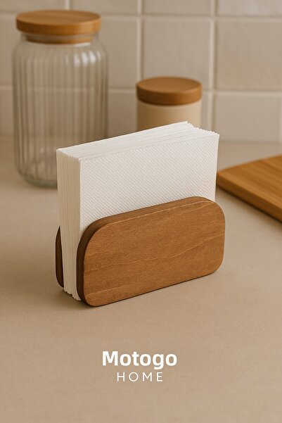 Mottogo Wooden Napkin Holder – 16×10 cm Desktop Napkin Holder |   Kitchen & Tableware Organizer