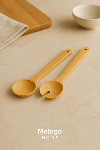 Mottogo Bamboo Salad Serving Spoon Set - 2 Piece Spoons