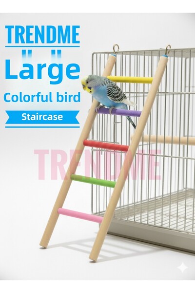 UniqBirdToys سلم طيور خشبي كبير من ترينديم 30 سم (ملون)
