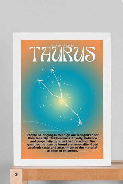 Saturn Pictură înrămată cu semnul Taurului, Aura, culori energetice, simbol astrologic al constelației