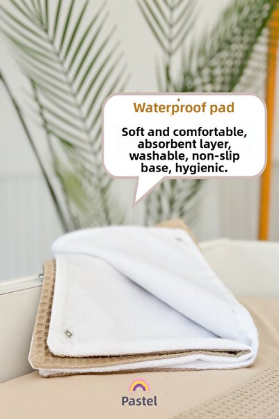 Pastelya Purple Floral Patterned Baby Diaper Changing Set, Waterproof Changing Pad, Diaper Changing Mat