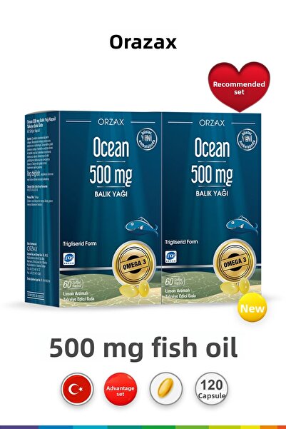 Ocean زيت السمك 500 ملغ 60 كبسولة 2 قطعة