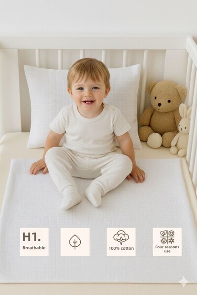 Sevza Kids 100% Cotton 2-Piece Muslin Baby Duvet Cover Set - White - 90X100 35X45